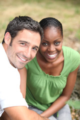 Mixed-race couple at the park