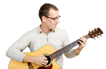 Obraz premium guitarplayer isolated on whote