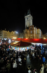 Christmas market on the Old Town Square in Prague, Czech Republic