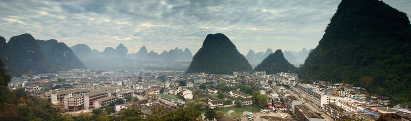 Yangshuo cityscape panorama