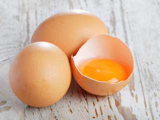 eggs on a wooden table