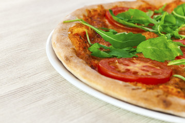 Pizza Margherita with arugula