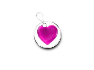 Silver Tag Marked With  A Pink Heart