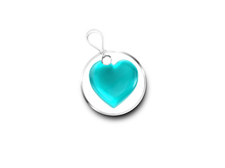 Silver Tag Marked With  A Green Heart