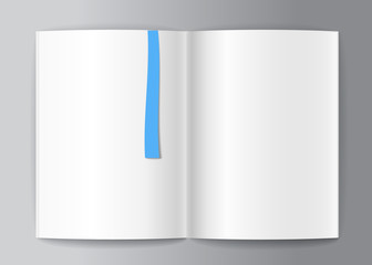 Blank book pages and blue bookmark