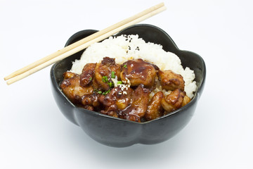 rice under fried pork