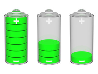 Set of green batteries. Isolated on the white background