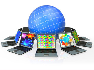 globe and laptop