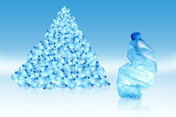 monticule bouteille plastique sur glace