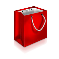 Red shopping Bag on white background