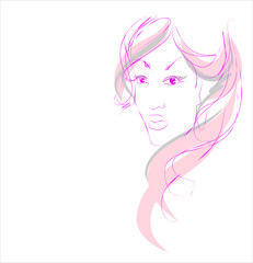 VECTOR Background with a portrait of the beautiful young girl