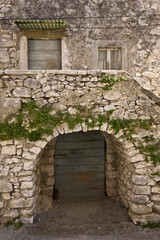 Old stony terrace with wine cellar