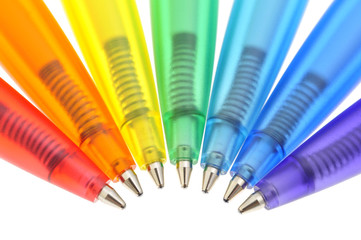 rainbow of colored pens