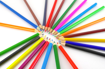 Fototapeta premium Color pencils over white