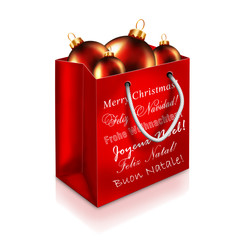 Christmas Bag With balls isolated on white background