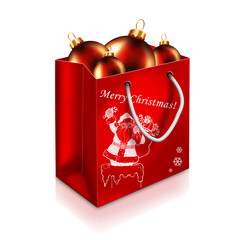 Christmas Bag With balls isolated on white background