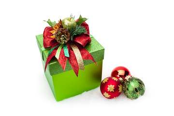 Christmas gift box with ornaments