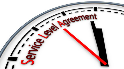 Illustration of Service-level agreement using clock concept - obrazy, fototapety, plakaty