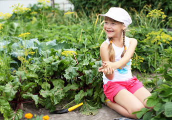 Fototapeta premium Girl gardening in the summer
