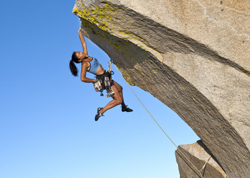 Female climber challenged.