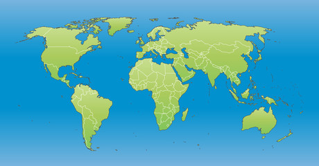 World Map 2012 including new states like South Sudan
