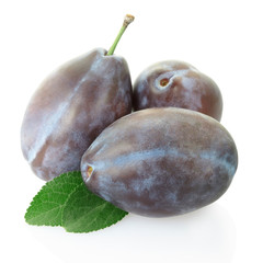 Plums isolated on white, clipping path included