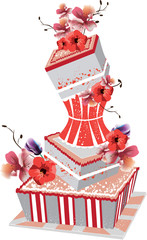 big cake, birthday greetings, congratulation