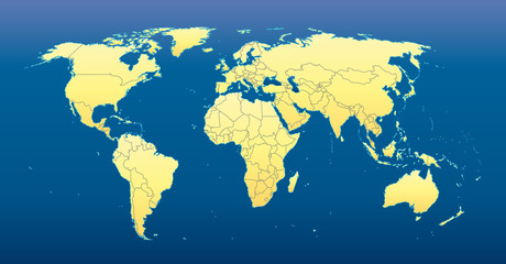 World Map 2012 including new states, dark blue background.