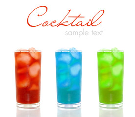 Cocktail with ice isolated on white background