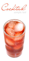 Cocktail with ice isolated on white background