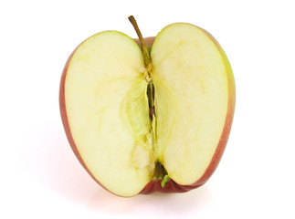 half of Red apple isolated on white