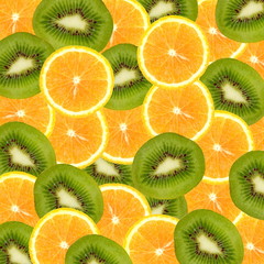 Fototapeta na wymiar Sliced Kiwi fruit and citrus Orange