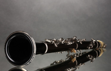 beautiful clarinet on a gray background