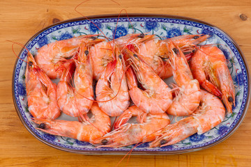 Cooked shrimp in plate