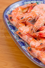 Cooked shrimp in plate