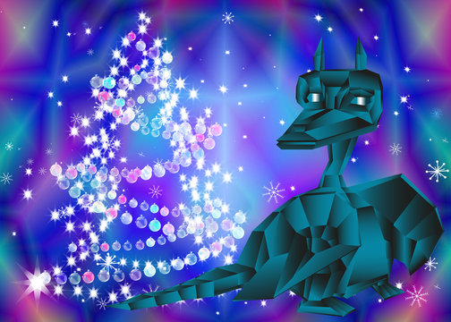 Dark blue fantastic dragon-symbol 2012 New Years.