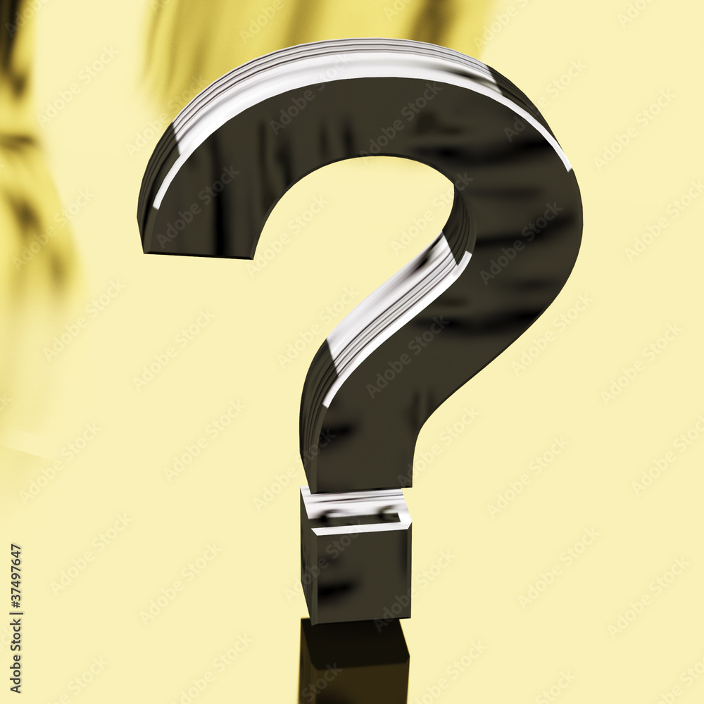 Poster silver question mark representing faqs or support
