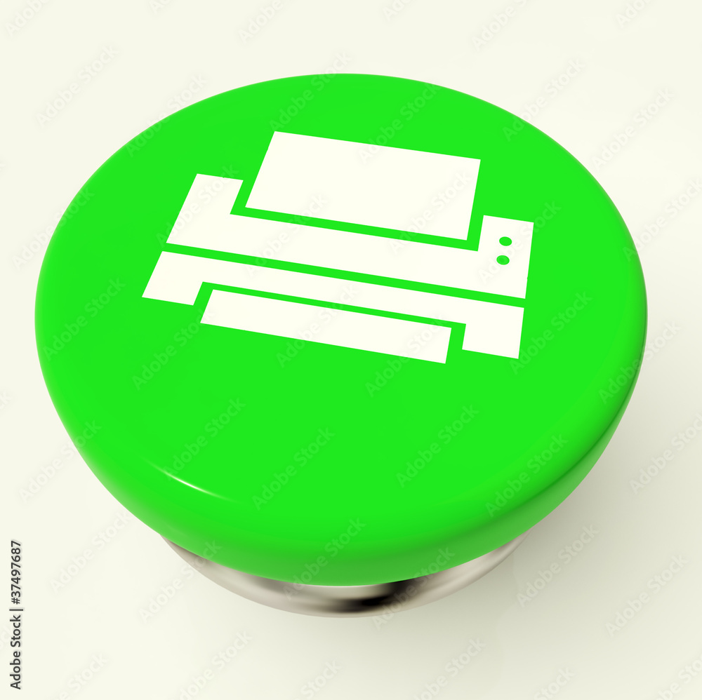 Poster print icon button as symbol for printing or printer