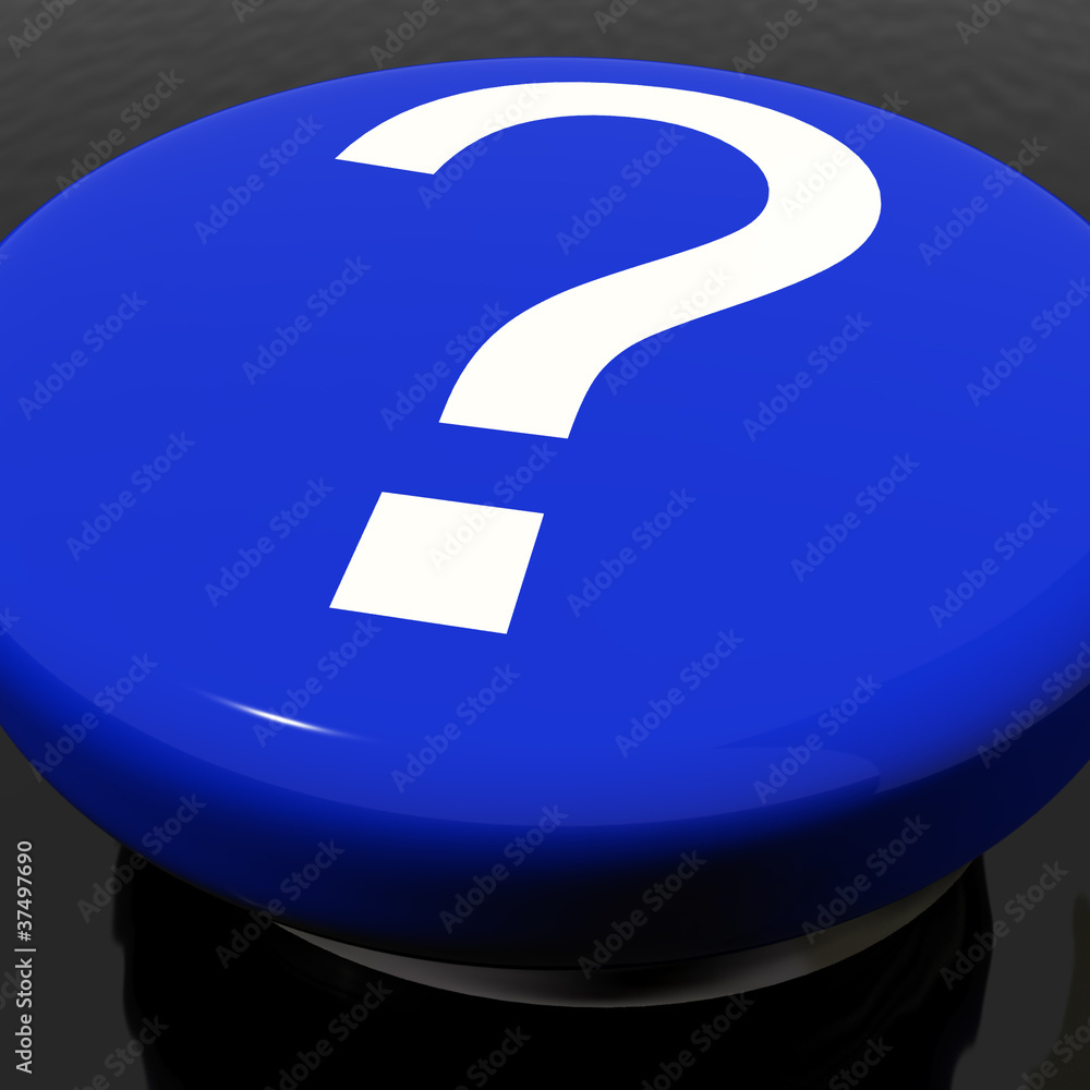 Poster question mark button as symbol for faq or information
