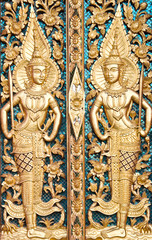 Thai textured gate at Wat Sirisaotong, Thailand