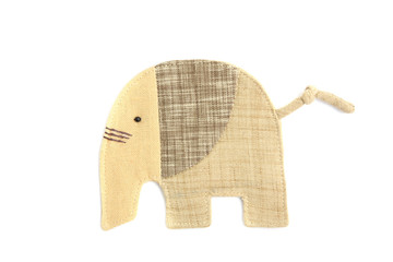 cute elephant sew by cloth isolated on a white background