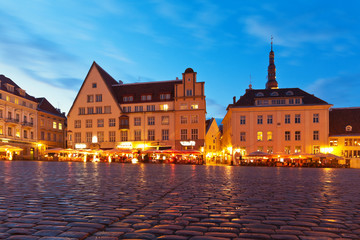 Town Hall Square in the Old Town in Tallinn, Estonia