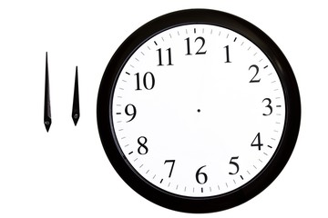analog clock with separated arrows on a white background