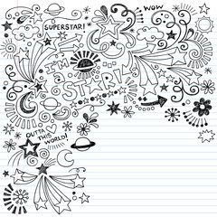 Superstar Inky Scribble Doodles Vector Design Elements © blue67