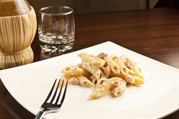 Penne with Salmon and tunafish