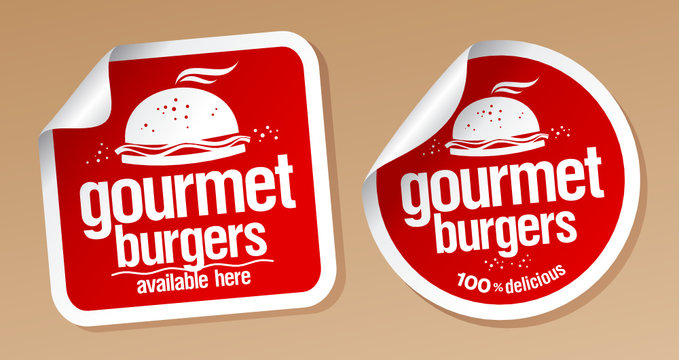 Gourmet burgers, stickers set