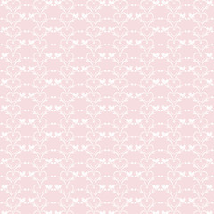 Seamless floral hearts and birds pattern