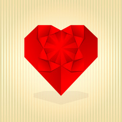 Red origami heart.
