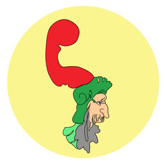 Humorous  knight dressed in a Christmas hat