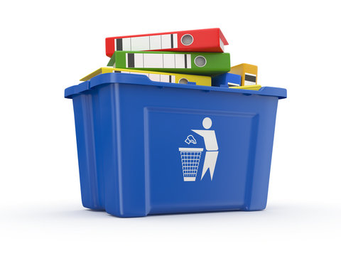 Folders in recycle bin. 3d